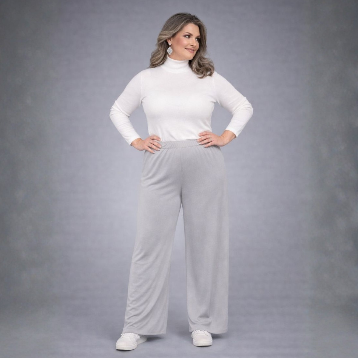 Plain Elasticated Waist Wide Leg Palazzo Trousers