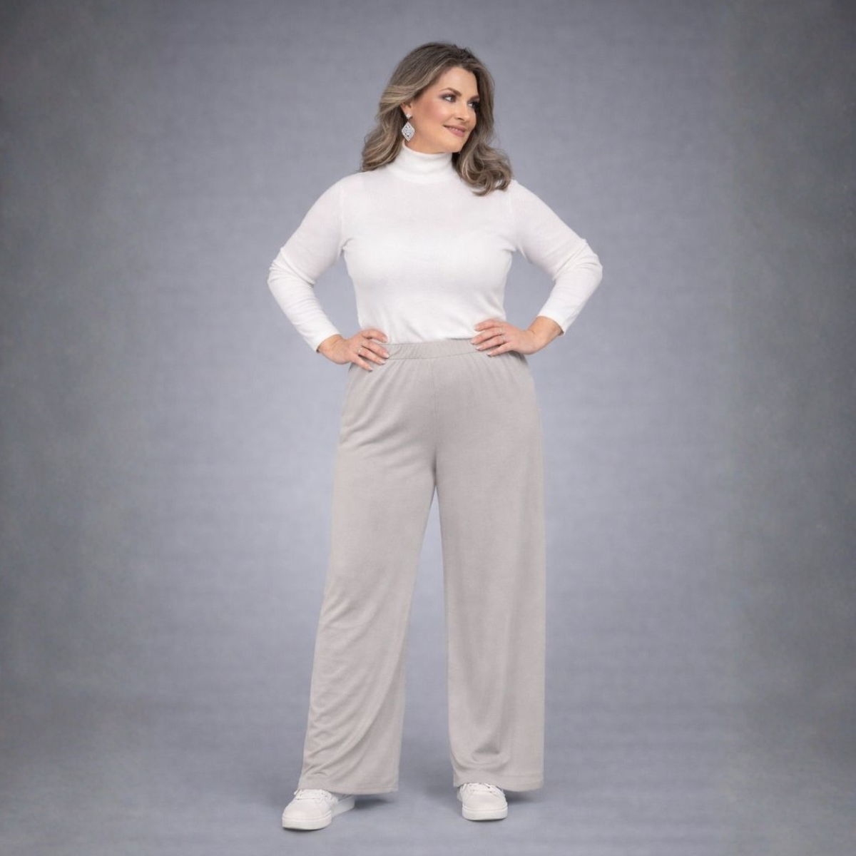 Plain Elasticated Waist Wide Leg Palazzo Trousers