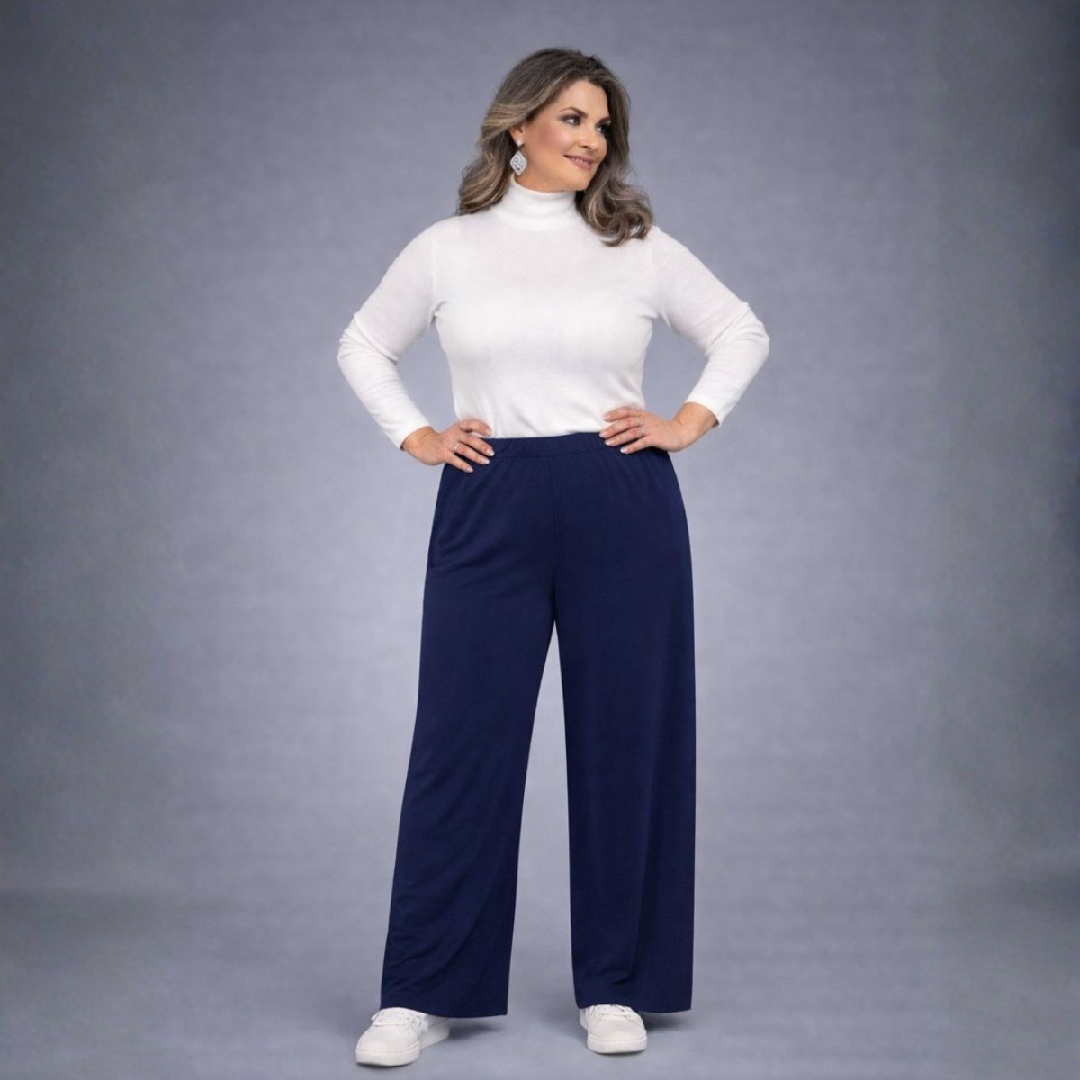 Plain Elasticated Waist Wide Leg Palazzo Trousers