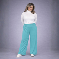 Plain Elasticated Waist Wide Leg Palazzo Trousers