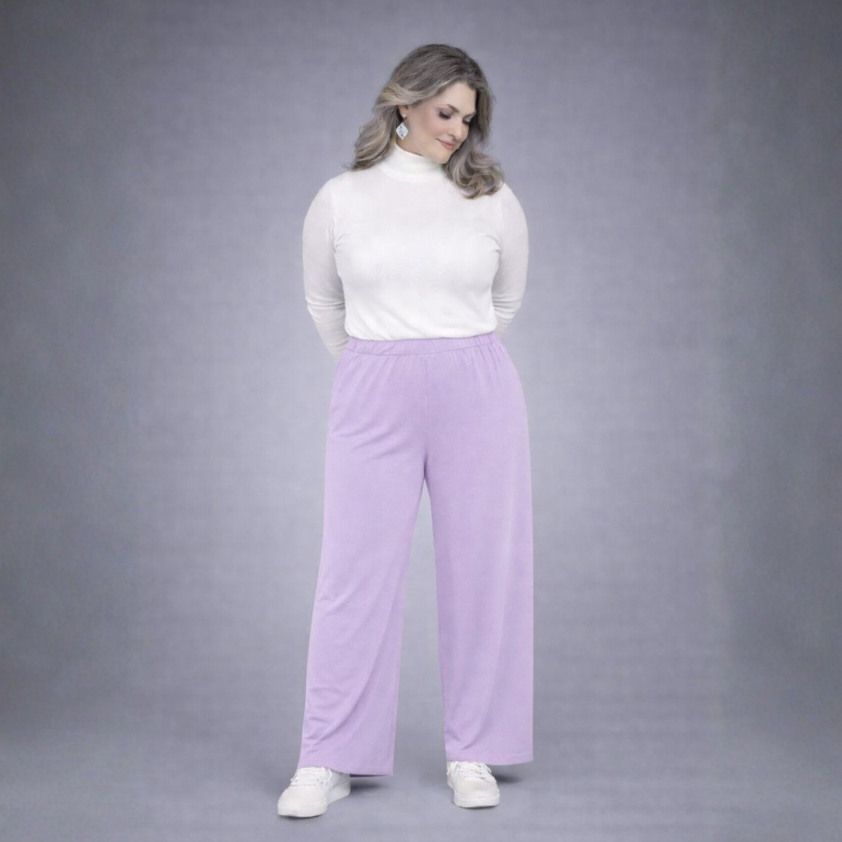 Plain Elasticated Waist Wide Leg Palazzo Trousers