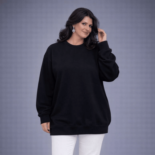 Plain Loose Fitting Longer Length Sweatshirt