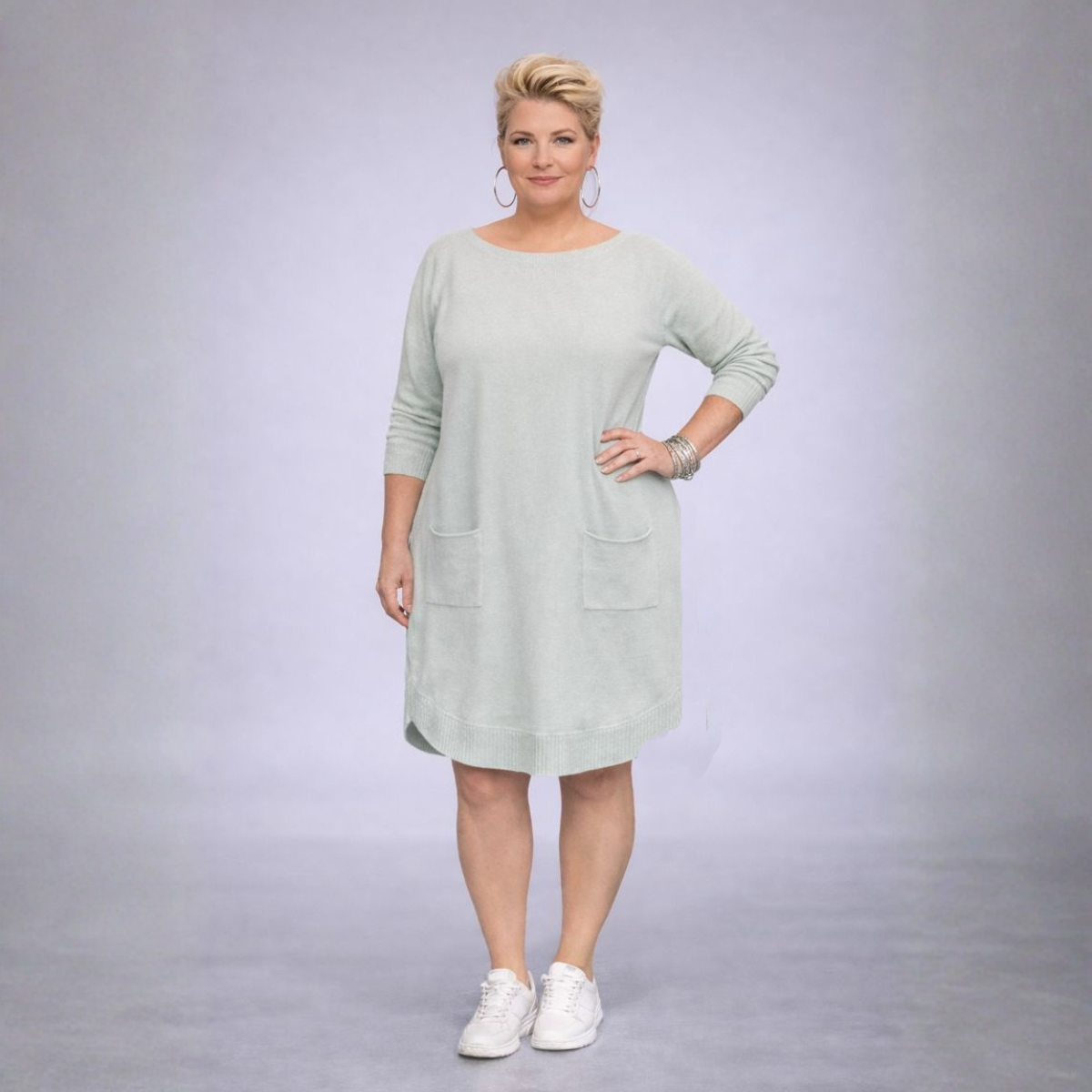 Super Soft Jumper Dress with Button Back