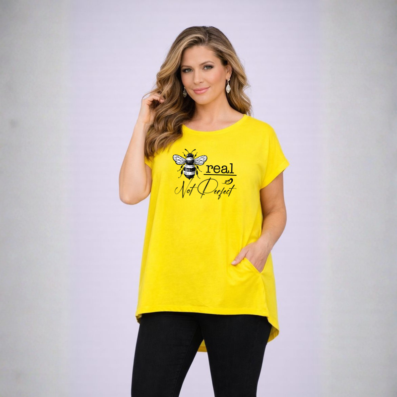 Bee Real Soft Cotton Cap Sleeve T-shirt With Pockets