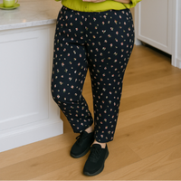 Black Pink Lime Elasticated Floral Soft Trousers