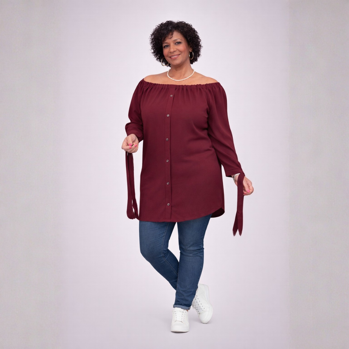 Off Shoulder Long Length Top