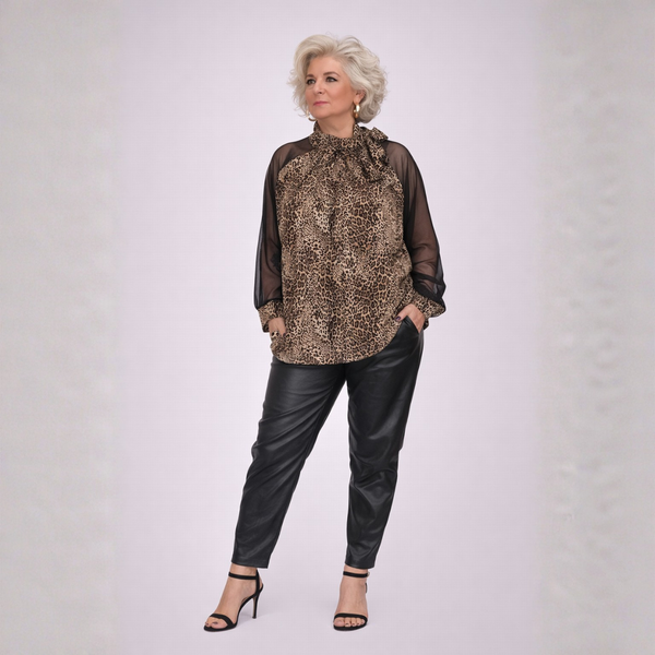 Chiffon Sleeve Blouse with Side Neck Tie