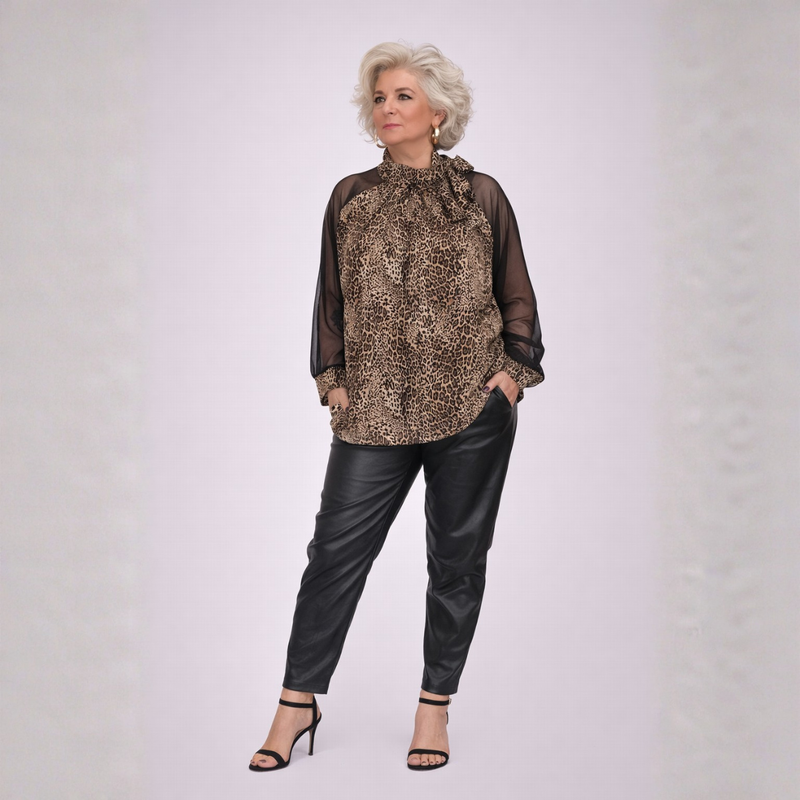 Chiffon Sleeve Blouse with Side Neck Tie