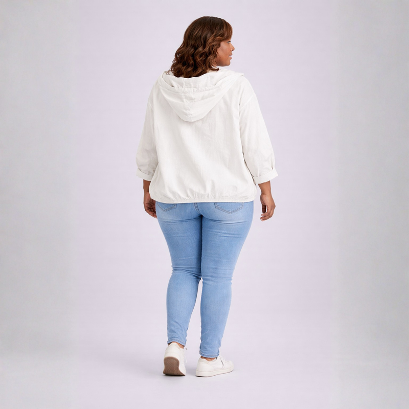 White Button Front Hoodie Jacket