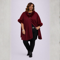 Faux Wool Fleece Poncho / Cape