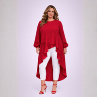 Long Frilled Dipped Hem Top