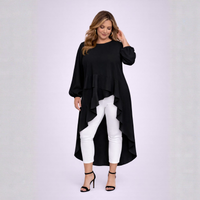 Long Frilled Dipped Hem Top