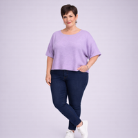 Soft Knit 1/2 Sleeve Slash Neck Jumper