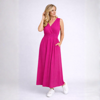 Sleeveless V Neck maxi Dress with side Pockets