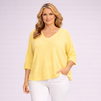 Fine Knit V Neck 3/4 Sleeve Jumper