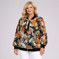 Black Teal Feather Bomber Jacket