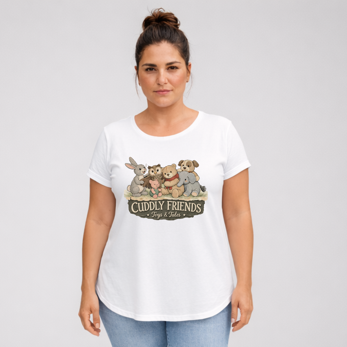 Soft Toy Dipped Hem T-shirt with Roll Cap Sleeves