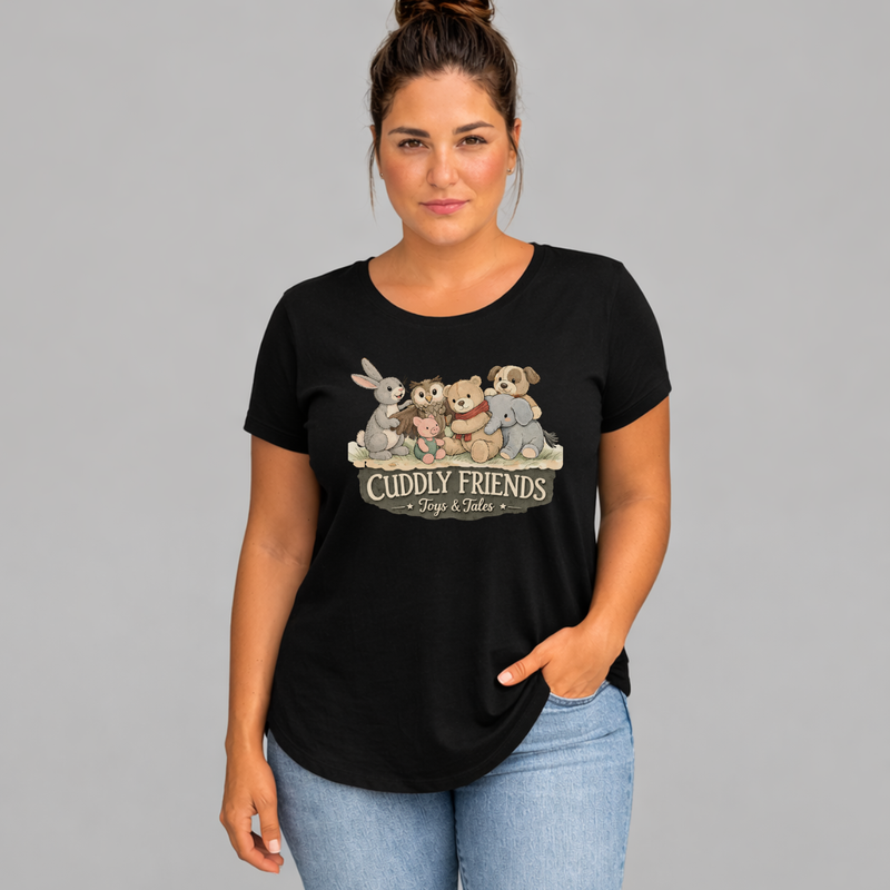 Soft Toy Dipped Hem T-shirt with Roll Cap Sleeves