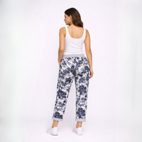 Navy White Floral Joggers with Pockets