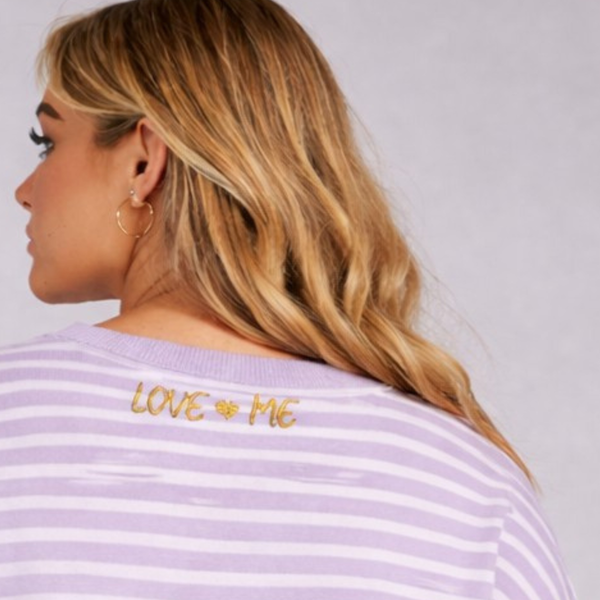 Striped Oversized Split Hem Sweatshirt