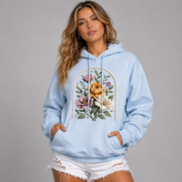 Premium Oversized Cotton Knitted Flower Print Hoodie
