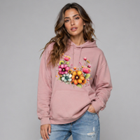 Dusty Cotton Bold Flower Print Hoodie