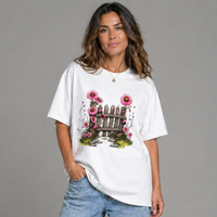 Oversized T-shirt with Flower + Gate Print