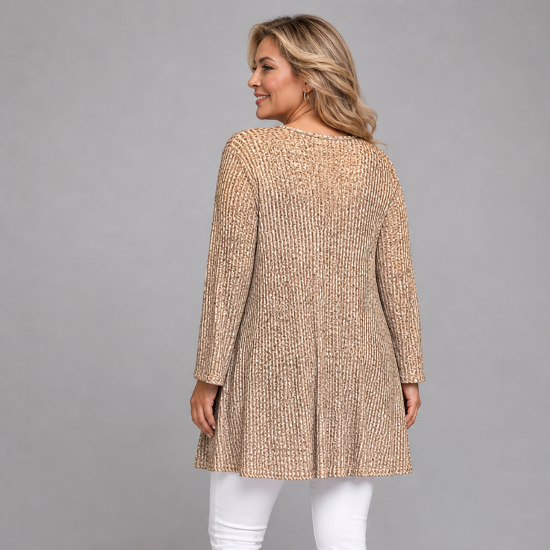 Pale Gold Shimmer Stretchy Ribbed Swing Top