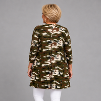 Green Camo Print 3/4 Sleeve Swing Top