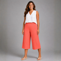 Crinkle Pleated Elastic Waist Culottes / Long Shorts