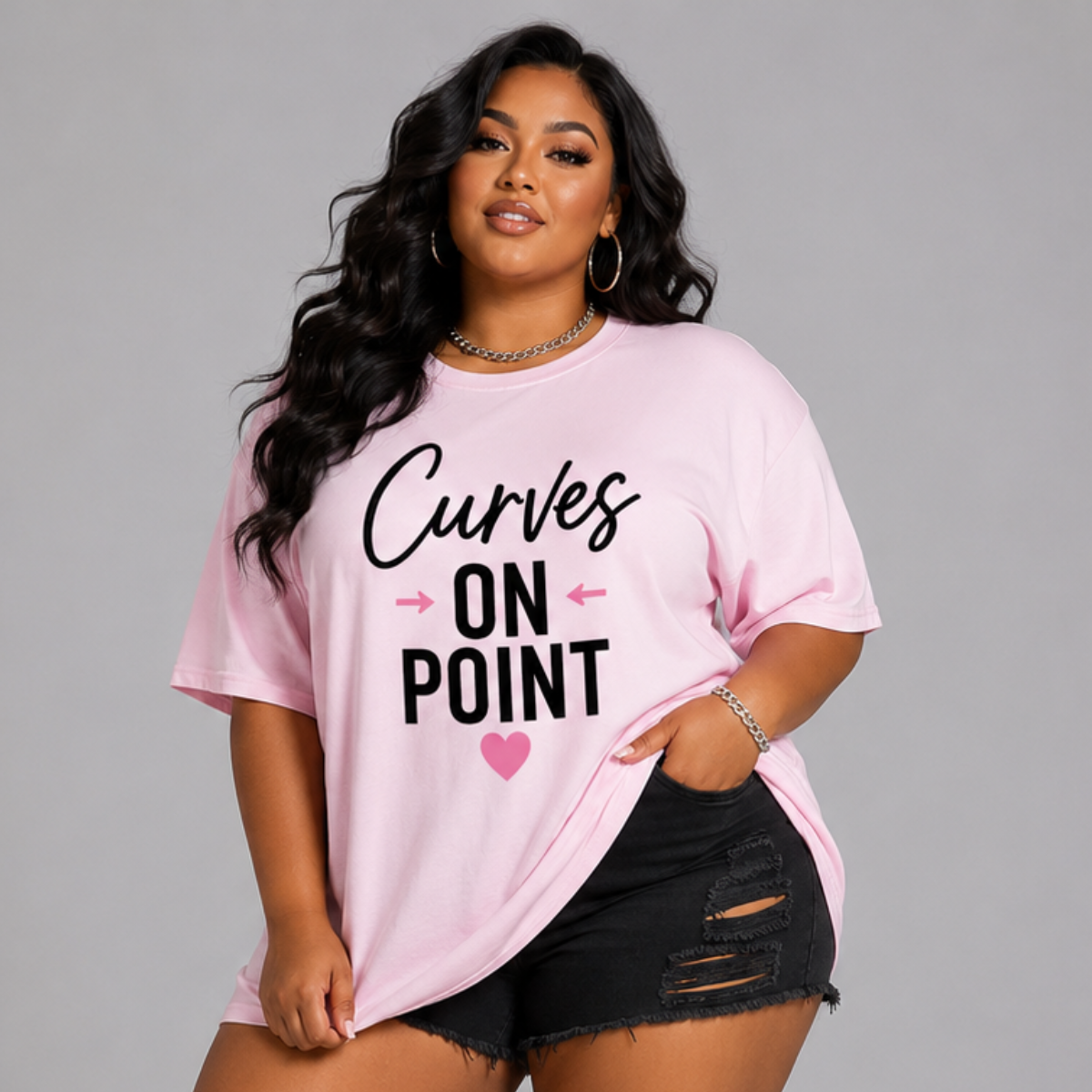 Long T-Shirt with “Curves On Point”
