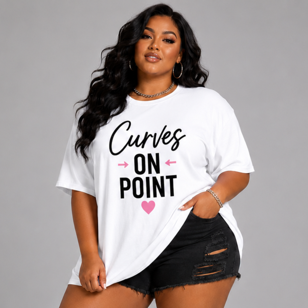 Long T-Shirt with “Curves On Point”