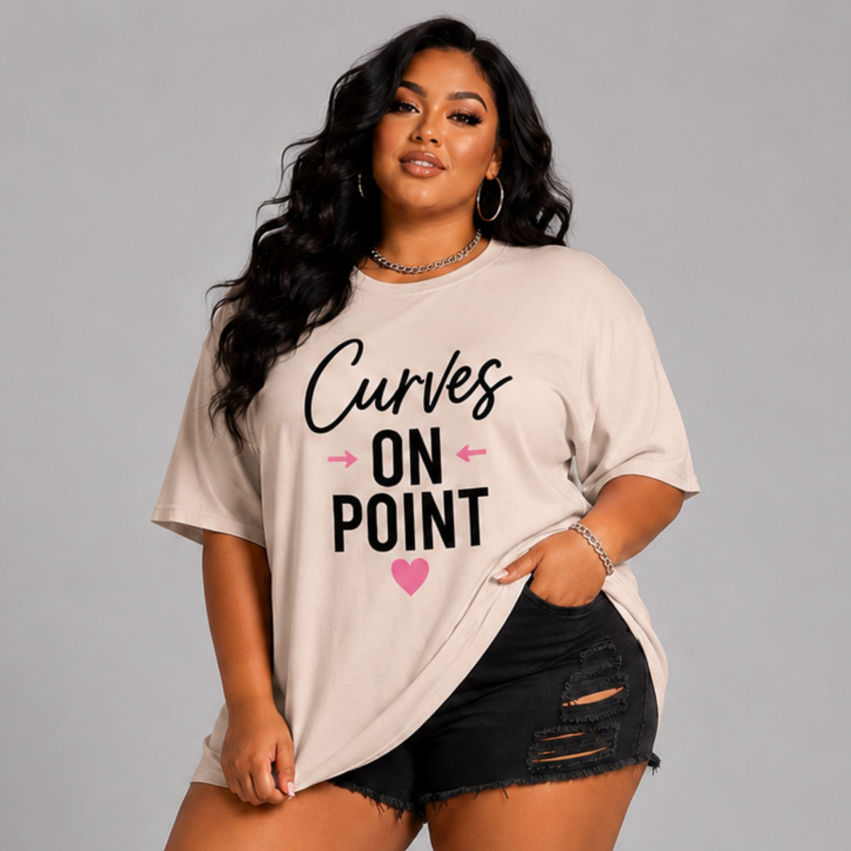 Long T-Shirt with “Curves On Point”