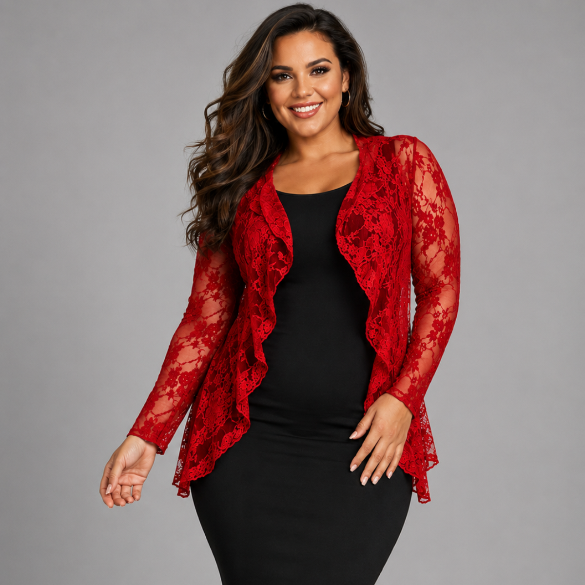 Lace Long Sleeve Waterfall Cardigan / Jacket