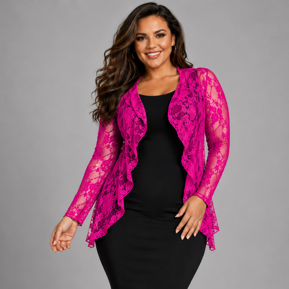 Lace Long Sleeve Waterfall Cardigan / Jacket