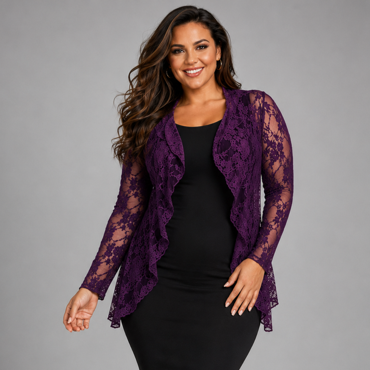 Lace Long Sleeve Waterfall Cardigan / Jacket
