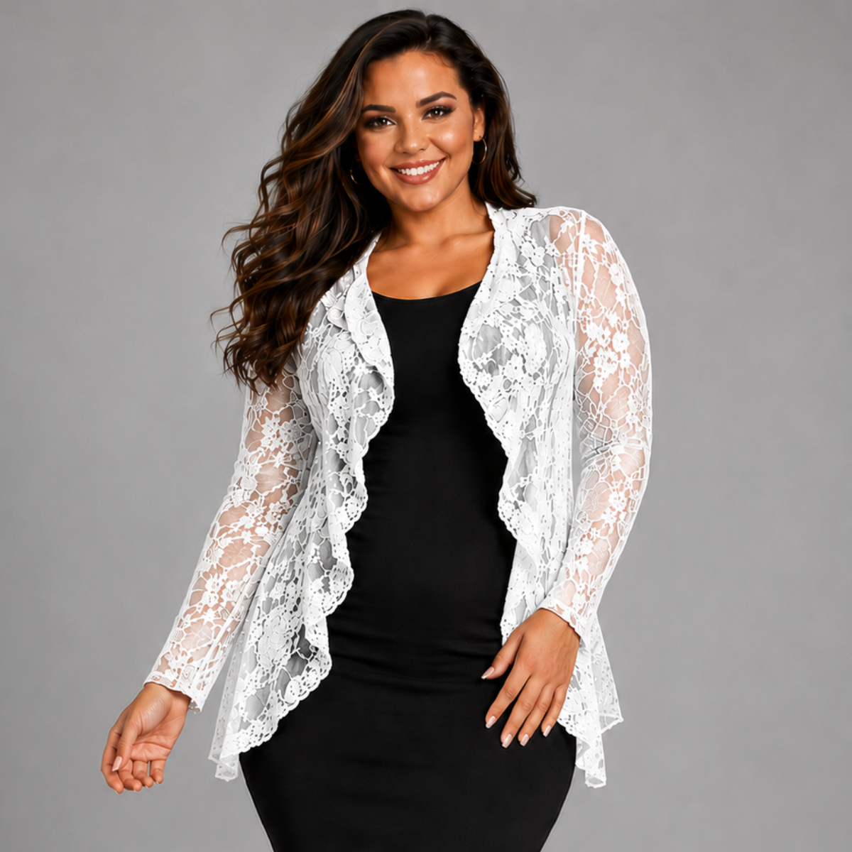 Lace Long Sleeve Waterfall Cardigan / Jacket