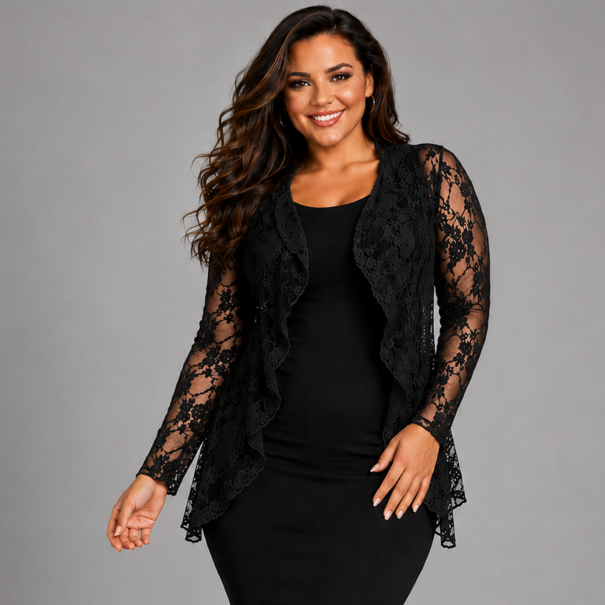 Lace Long Sleeve Waterfall Cardigan / Jacket