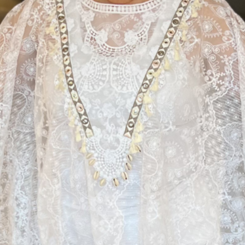 Oversized Lace Kaftan with Shell detail
