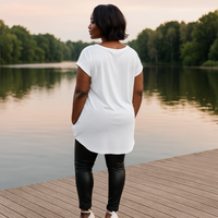 Long Dipped-Hem T-Shirt with Side Pockets