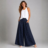 Polka Dot Wide Leg Palazzo Trousers with Pockets
