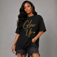Long T-shirt with Gold Glow Up Print