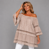 Loose Fitting Long Blouse with Bell Sleeves