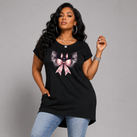 Bat + Bow Long Pocket T-Shirt with Dipped Hem