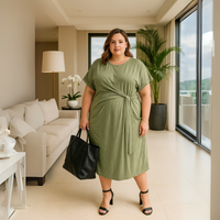 Soft Stretchy Side Tie Pocket Dress