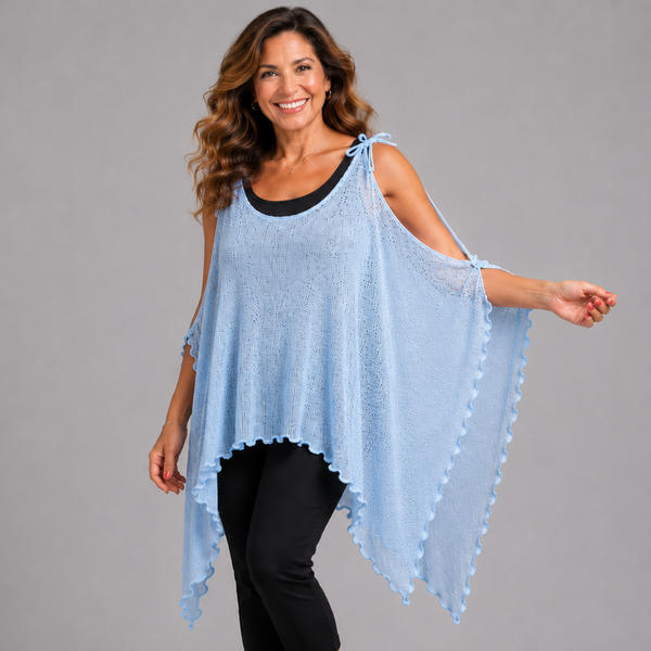 Lightweight Open shoulder Throw Over Shawl Top