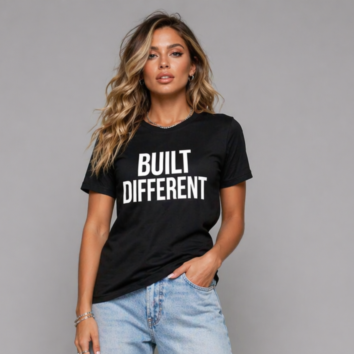 Long Cotton T-shirt with Built Different Logo