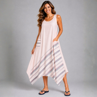 Sleeveless hanky hem pocket dress