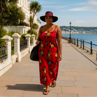 Strappy Peony Print Maxi Dress