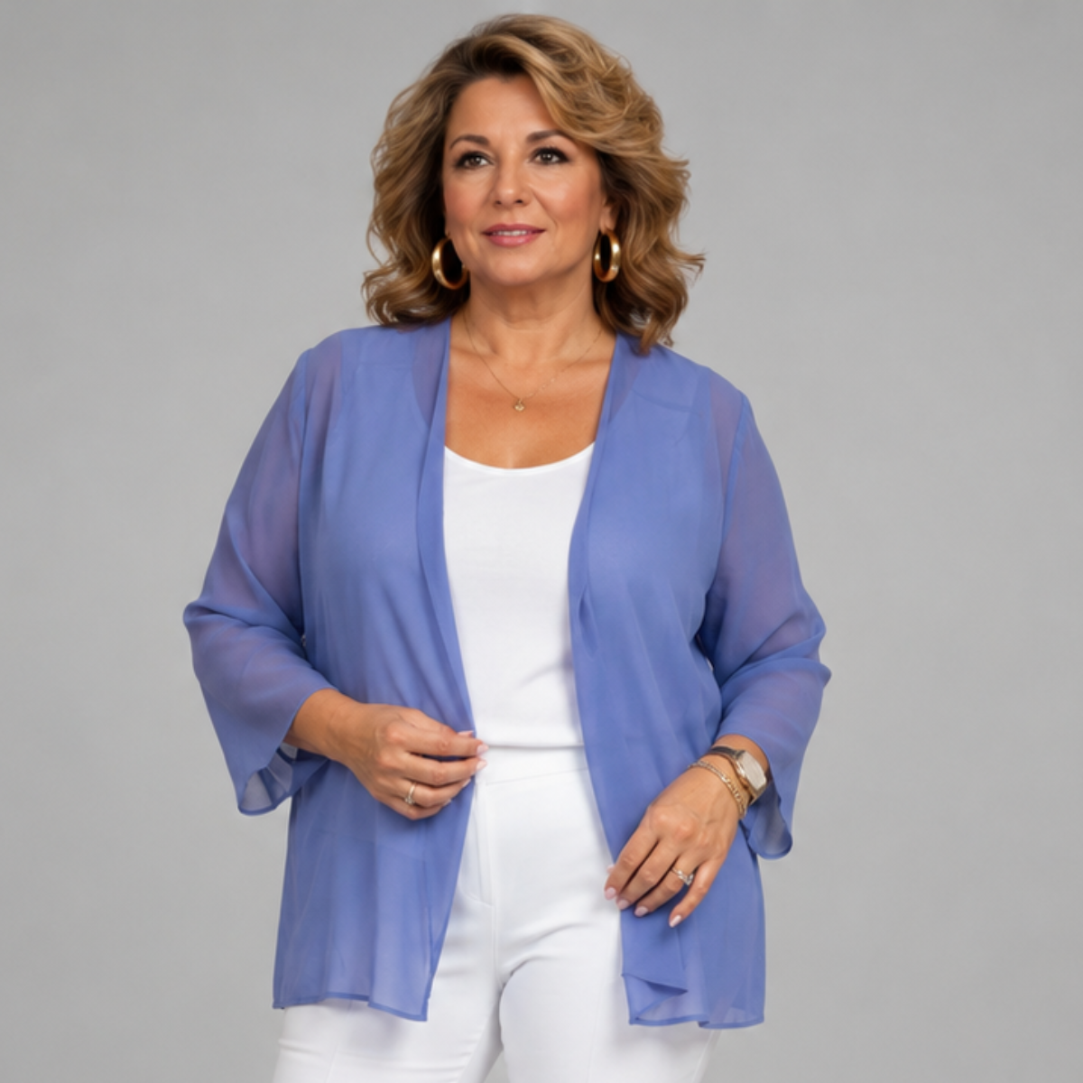 Chiffon Cover Up Open Front Jacket